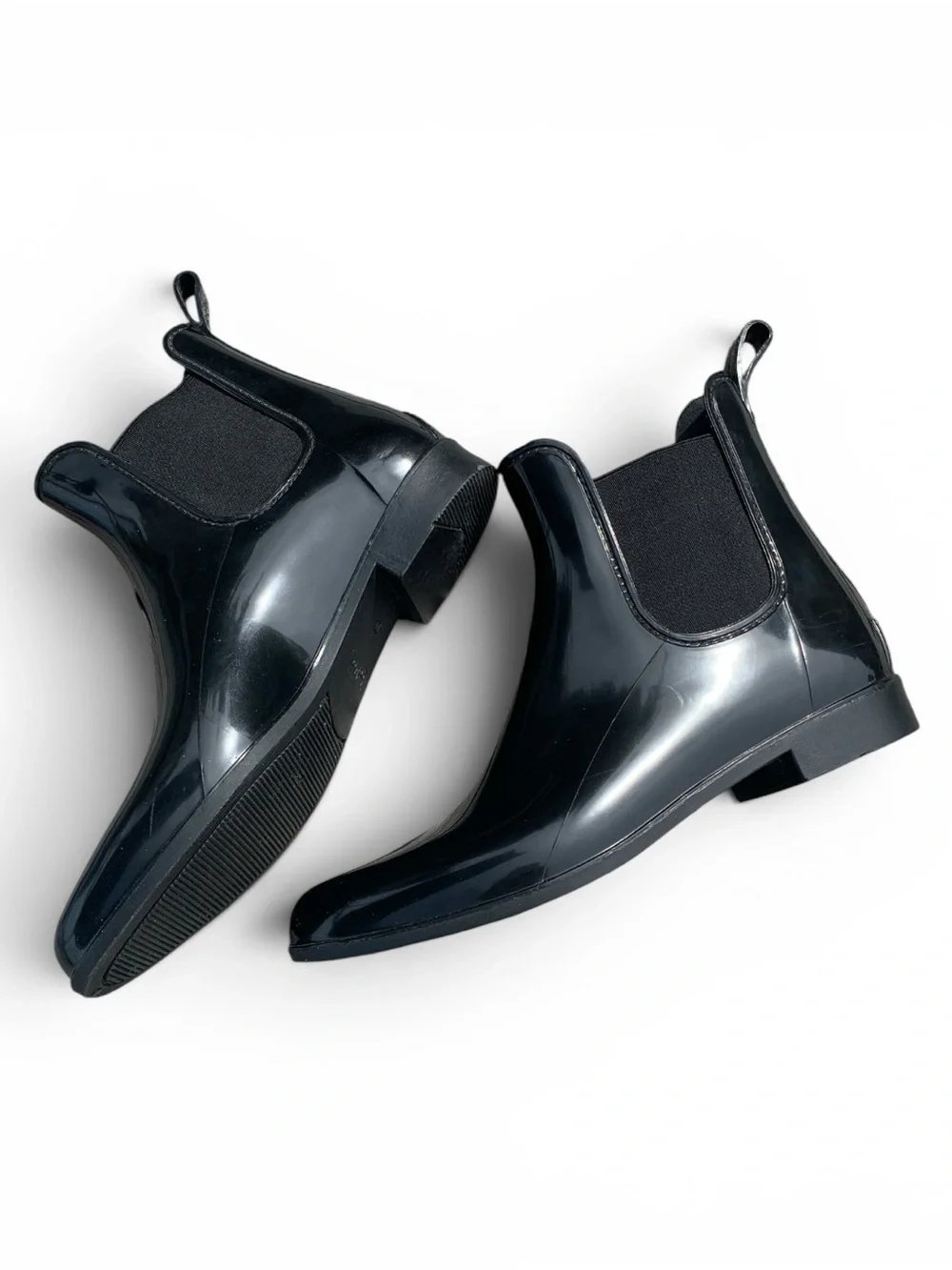 Sam Edelman Black Glossy Rain Chelsea Tinsley Boots